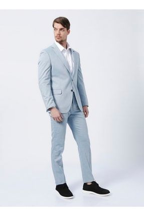 Altınyıldız Classics 4a3022200111 Mono Yaka Normal Bel Slim Fit Mavi Erkek Takım Elbise 5002870856