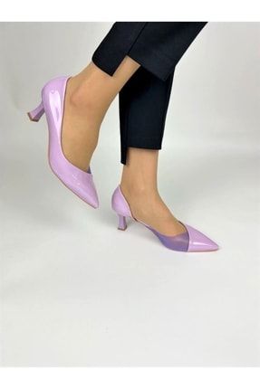 Kadın Şeffaf Detaylı Topuklu Ayakkabı Angel Lila Rugan TRNT22