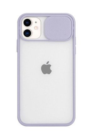 Apple Iphone 11 Mor Kılıf Slayt Sürgülü Kamera Korumalı Renkli Silikon Lensi7