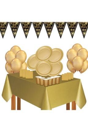 Gold Dore Altın Renk Doğum Günü Parti Malzemeleri Süsleri Seti 40 Kişilik GOLD40