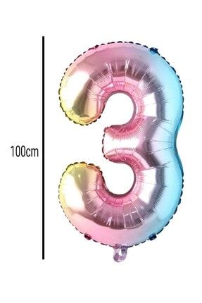 3 Rakamı Folyo Balon Renkli (100cm) BLLN101178