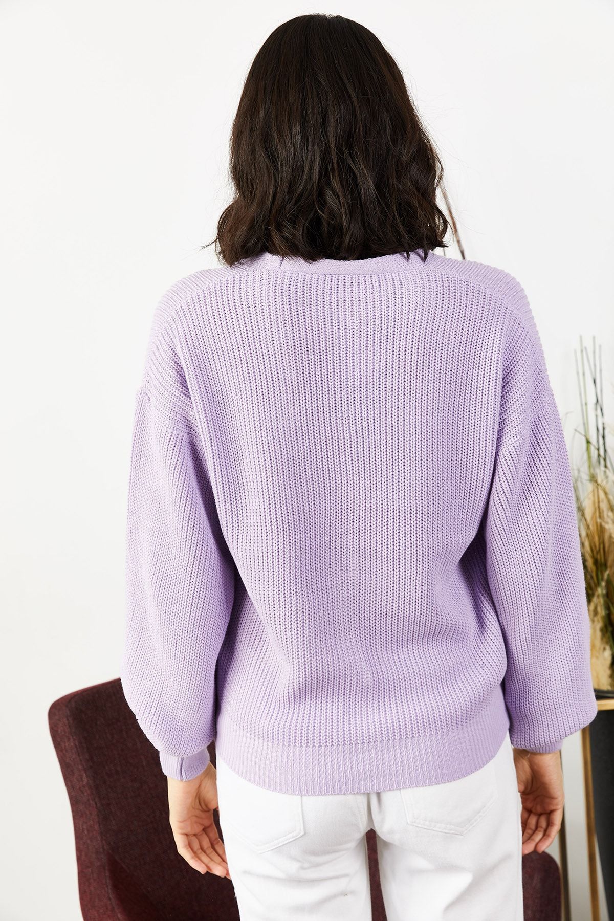 Olalook-Lila Strickjacke mit Knöpfen für Damen HRK-19000097 5
