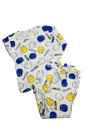 Çocuk Beyaz Figürlü Mevsimlik Pijama Takım nayinom.1180