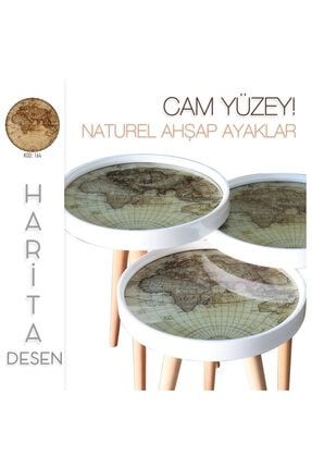 Cabuk Mobilya Luks Camli Harita Desenli 3 Lu Zigon Sehpa Seti Ksnkcam 164 Trendyol
