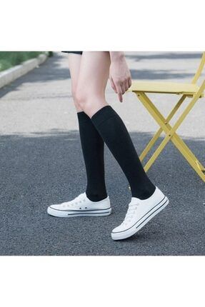 Kadın Siyah Diz Altı Bambu Dikişsiz Çorap 4 Çift ARÇM-022525da