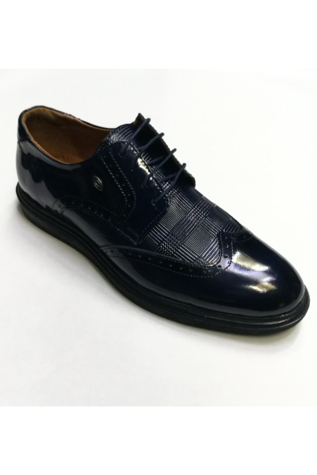 BM Home-Pantofi clasici eleganti, albastru bleumarin, cu șireturi 4