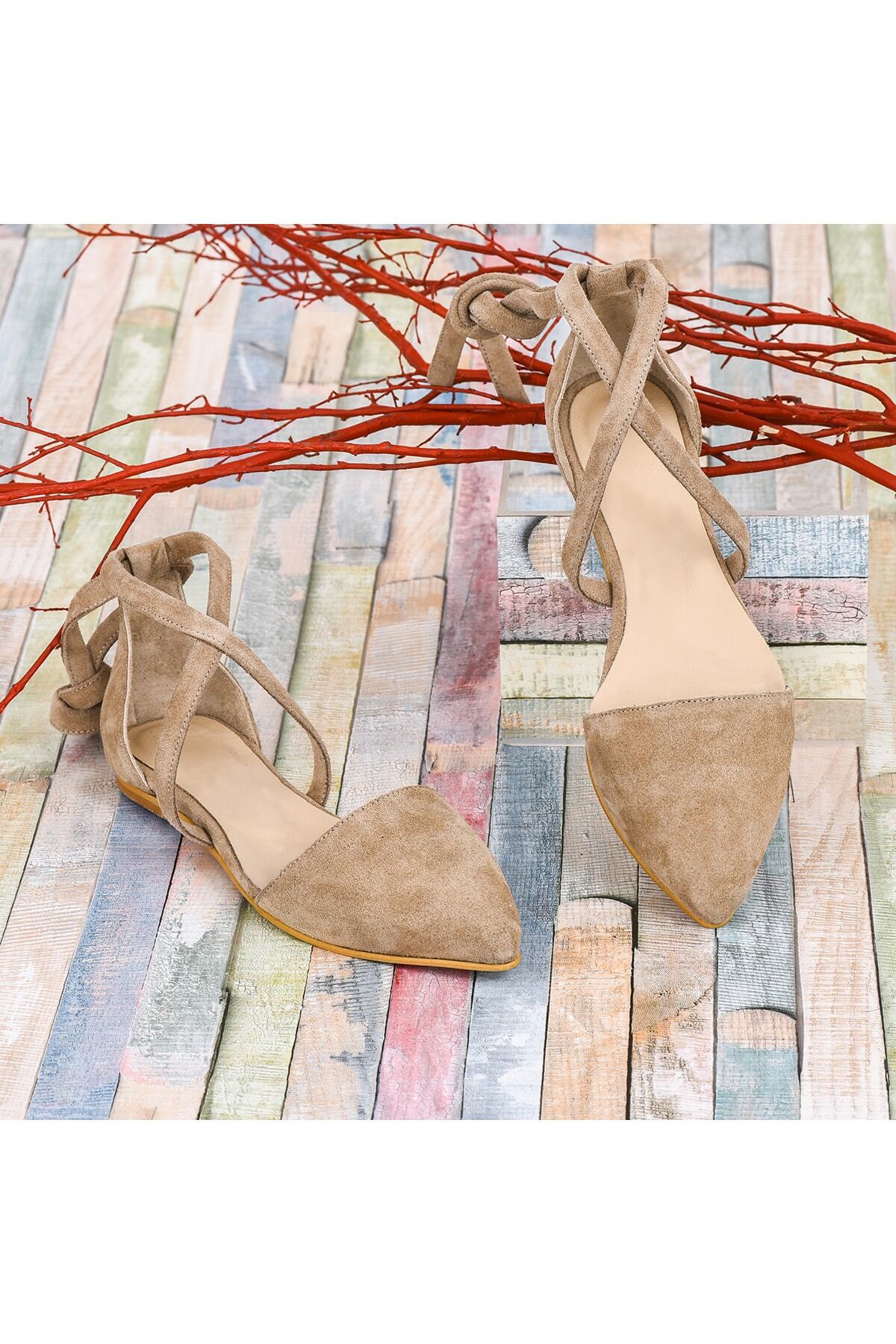 Moosefield Hakiki Deri Kadın Vizon Sandalet