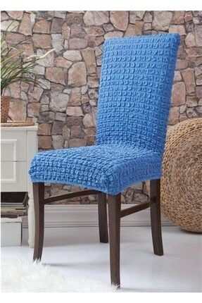Mavi Renk Likralı Bürümcük Sandalye Örtüsü Sandalye Kilifi AkçeyizgiribürümcükLi364589