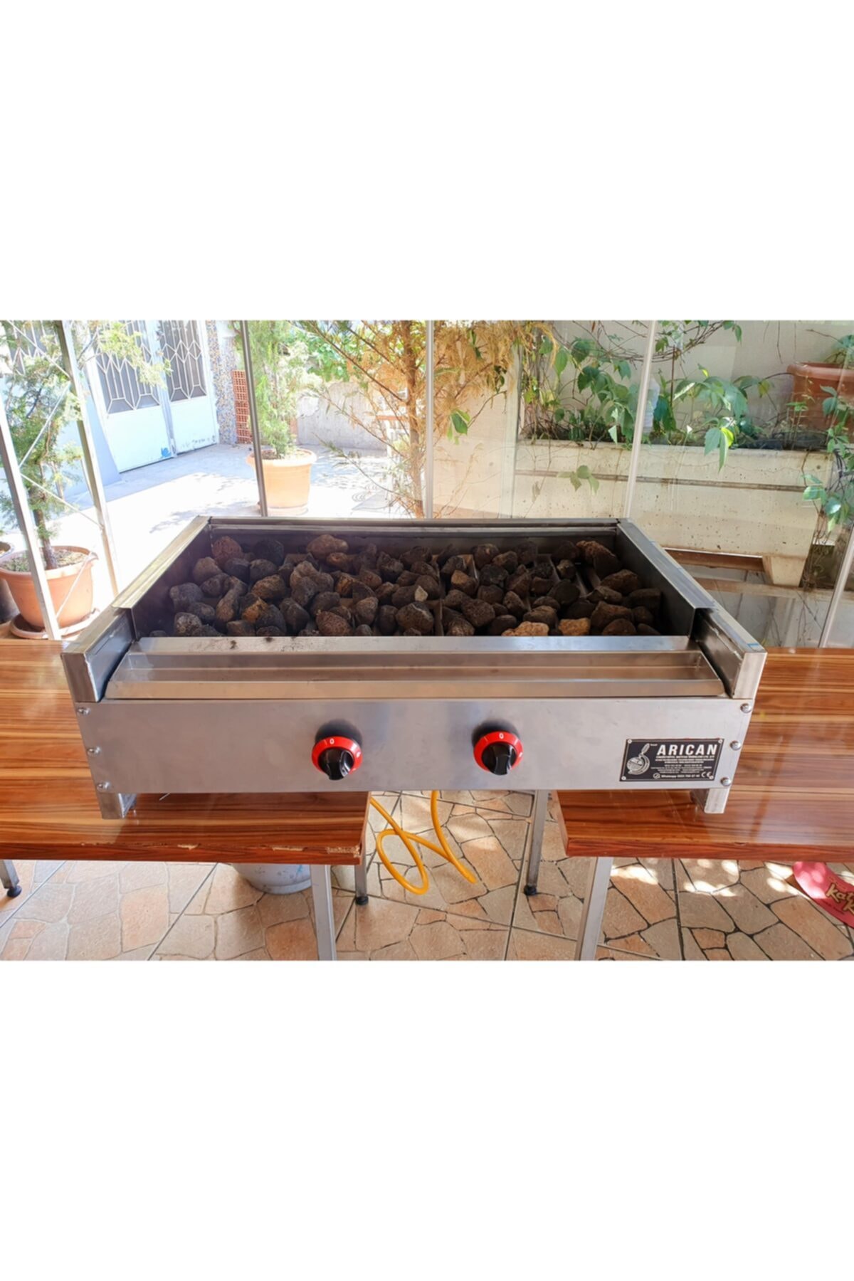 Doğalgazlı Lav Taşlı Izgara Mangal Lava Taşlı Endüstriyel Grill -100 Cm- 7