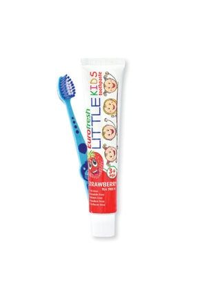 Çilekli Çocuk Diş Macunu 50gr + Çocuk Diş Fırçası Mavi TYC00138535170