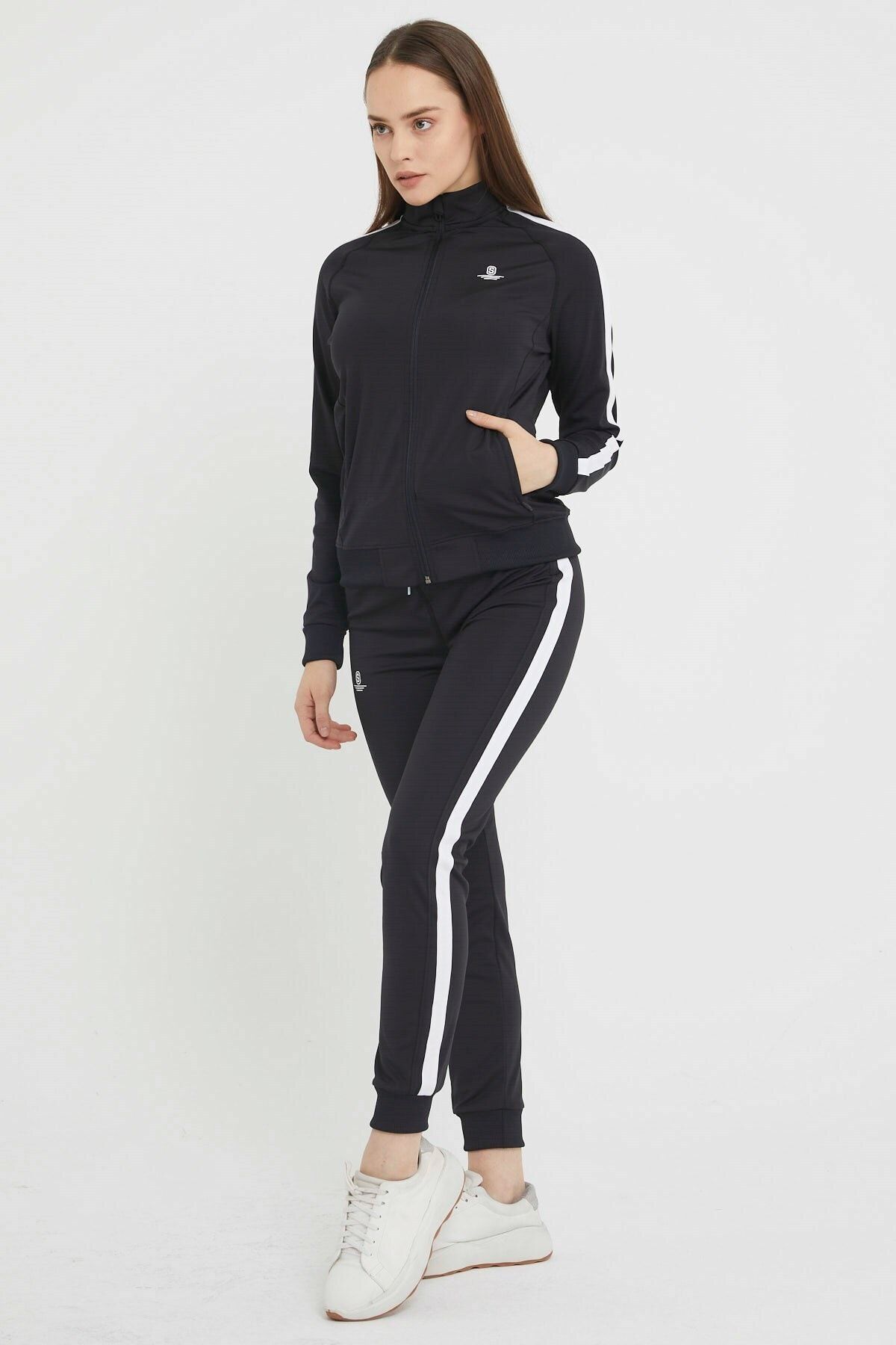 Womens black and white tracksuit clearance
