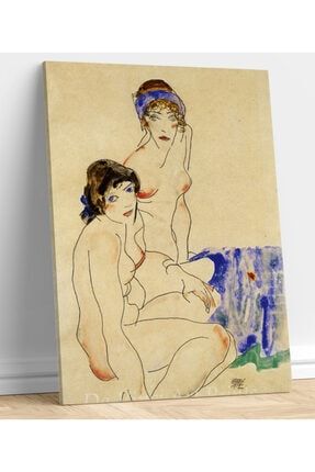 Egon Schiele - Two Female Nudes By The Water Tablo - 60cm X 90cm sn121520200158