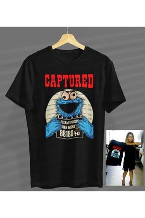 Unisex Kadın-erkek Captured Kek Canavarı Siyah Yuvarlak Yaka T-shirt. 5940458039267230NVMTEKSTİL