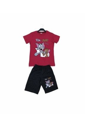 Unisex Çocuk Şortlu Takım Penye Tom Jerry Kırmızı 15342