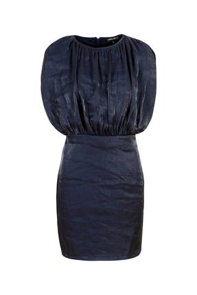 Kadın Lacivert Bel Kısmı Lastikli Mini Elbise OZ321-ELB