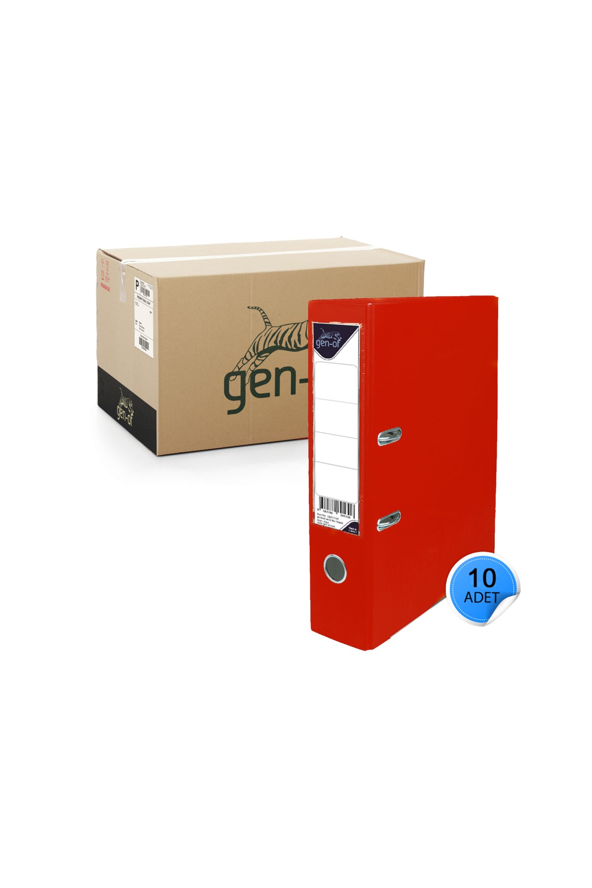 Gen-Of Plastik Klasör Geniş Kırmızı 10 Lu