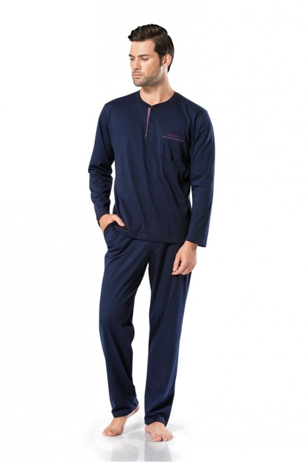ست پیژامه و لباس خواب مردانه راسته فاق نرمال آستین بلند | پیر کاردین Pierre Cardin TX9C4396234068 - تصویر 4