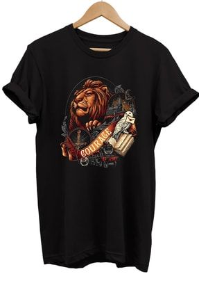 Harry Potter Gryffindor Baskılı %100 Pamuk Oversize T-shirt Büyük Beden Tişört rm1p