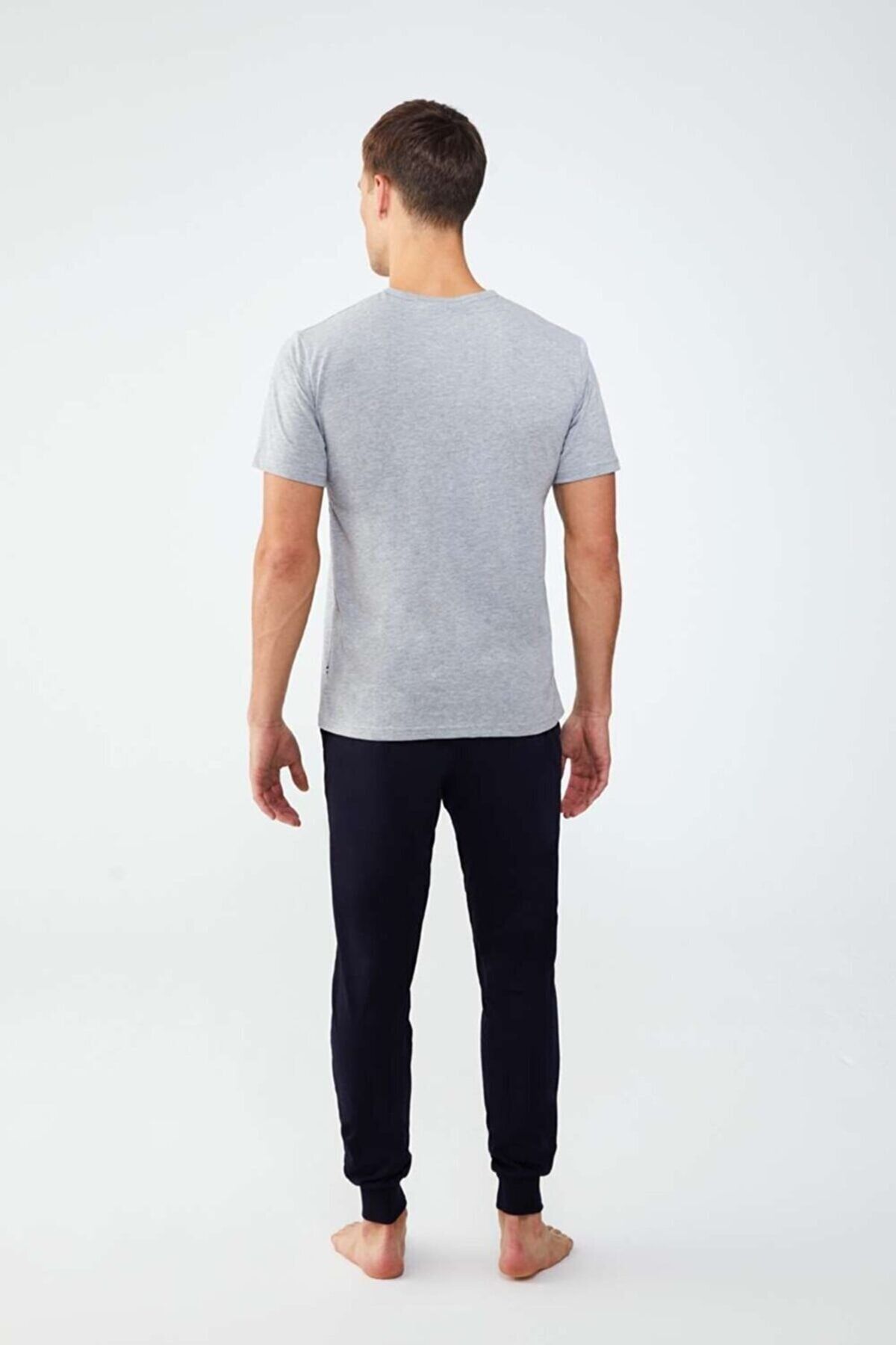 ست پیژامه خاکستری مردانه لباس خواب یقه گرد O18x5y63 U.S. Polo Assn.
