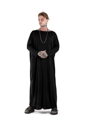 Erkek Siyah Özel Tasarım Uzun Kaftan Elbise 7047 301 KFTTTSRT