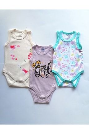 Kız Bebek Çocuk Askılı 3 Adet Çıtçıtlı Body (3-6-9-12-18-24-36) Ay %100 Pamuklu Kaliteli Kumaş ZXXXXX99