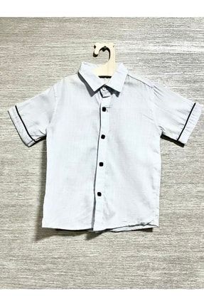 Erkek Çocuk Keten Gömlek - Beyaz 0024