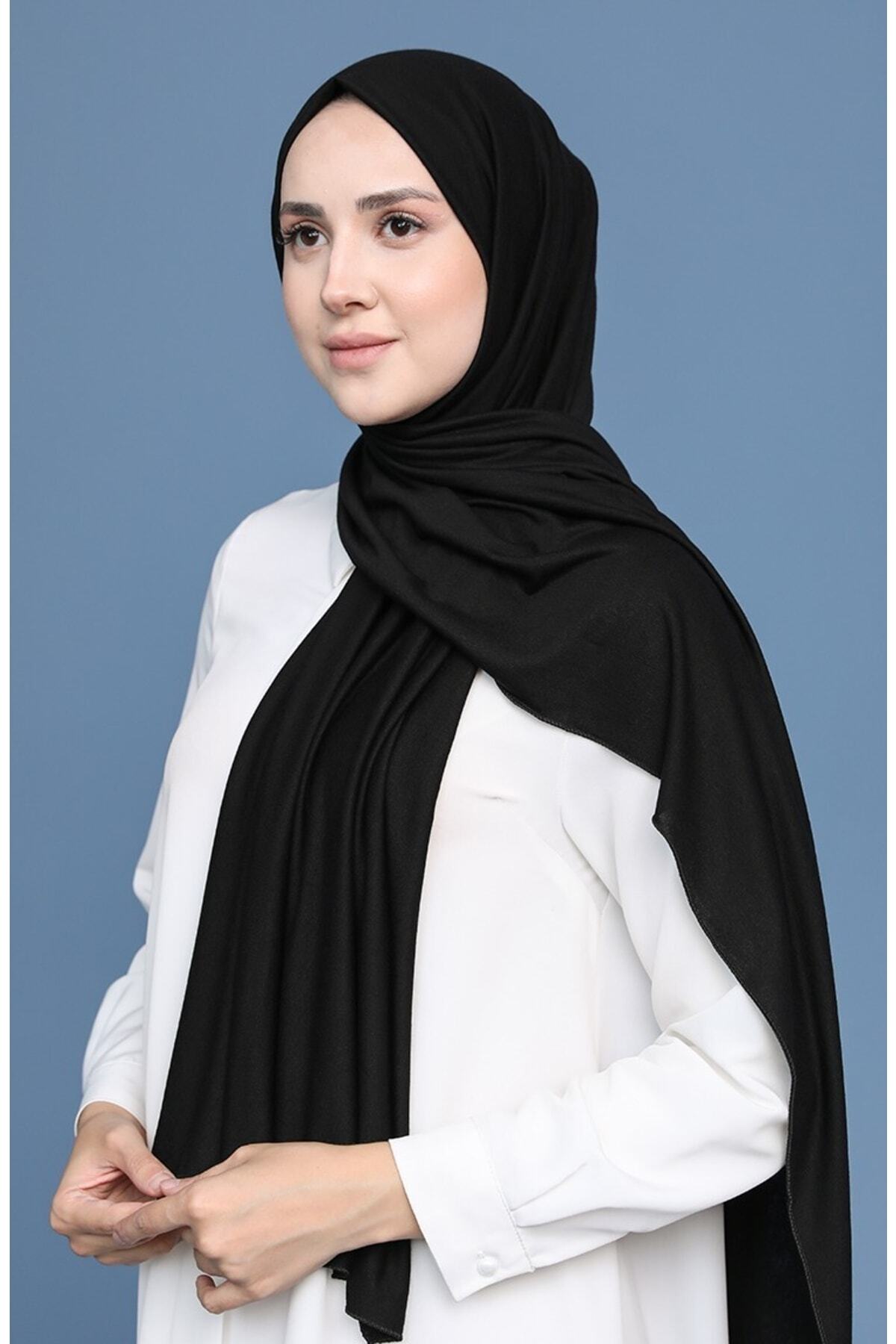 Women's Plain Combed Cotton Shawl Black