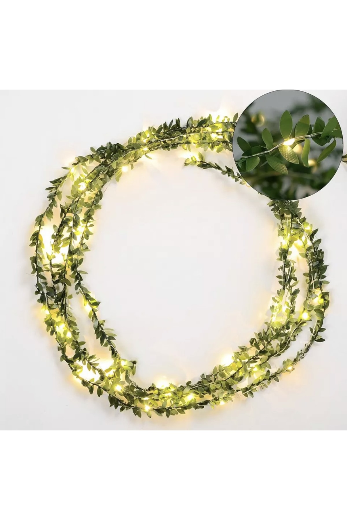 Happystore Dekoratif Yeşil Yapraklı Yapay Sarmaşık Ve Peri Led Gün Işıgı