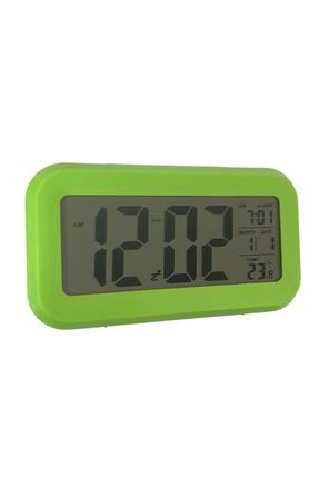Lcd Işıklı Sensörlü Termometreli Alarmlı Dijital Masa Saati Yeşil Fi-9830