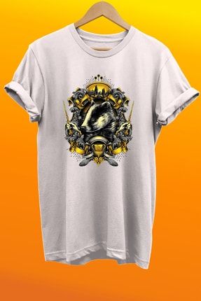 Harry Potter Hufflepuff Baskılı %100 Pamuk Oversize T-shirt Büyük Beden Tişört rm2u