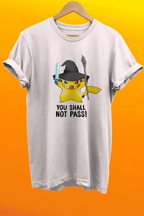 Yüzüklerin Efendisi Pikachu Gandalf Baskılı %100 Pamuk Oversize T-shirt rmz115q