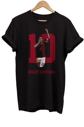 Totti Baskılı %100 Pamuk Siyah Oversize T-shirt rmz000156