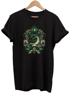 Harry Potter Slytherin Baskılı %100 Pamuk Oversize T-shirt Büyük Beden Tişört rm4o