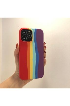 Uyumlu Iphone 12 Rainbow Silikon Kılıf AG26