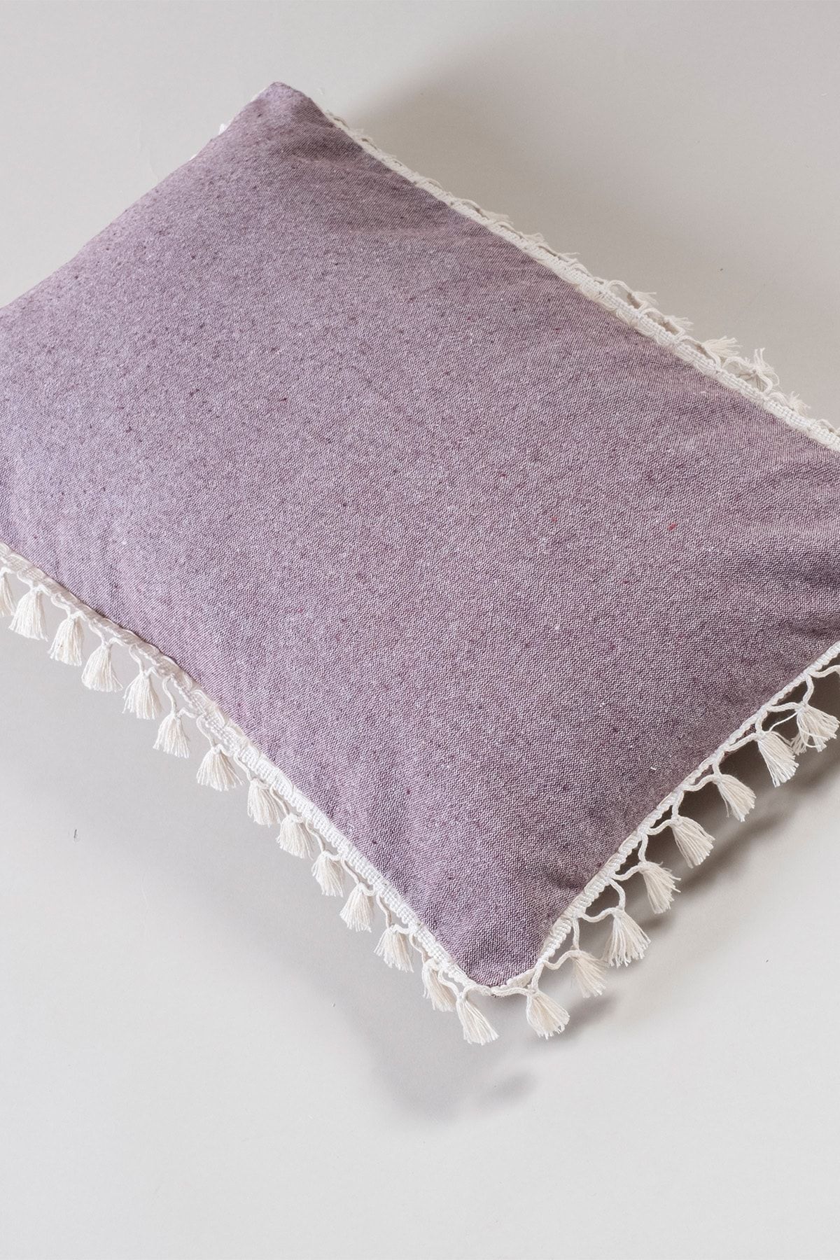 vivamaison-Față de pernă cu pompon din bumbac roșu Claret cu design special unic, 35x55 cm 7