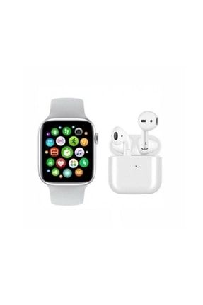 Goka Smart Watch + Airpods Pro4 Tws Uyumlu Kablosuz Kulaklık Beyaz Ikili Kombin A++ Goka000