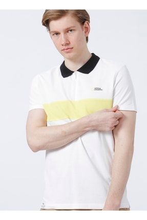 C-mike Standart Kalıp Çizgili Beyaz Erkek Polo T-shirt 5002803670