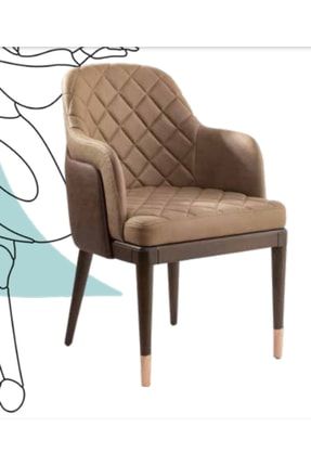 Sandalye Zus060 Berjer Model Vizon-kahve Renk Tam Kolçak Ortopedik Oturum Ceviz Ayak El Yapım