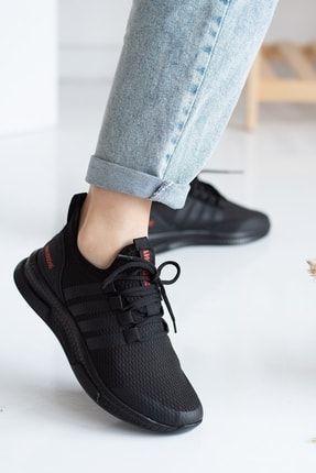 Siyah - Günlük Unisex Sneaker Nefes Alabilen Hafif Yürüyüş Esnek Spor Ayakkabı 053 PRA-1795903-409957