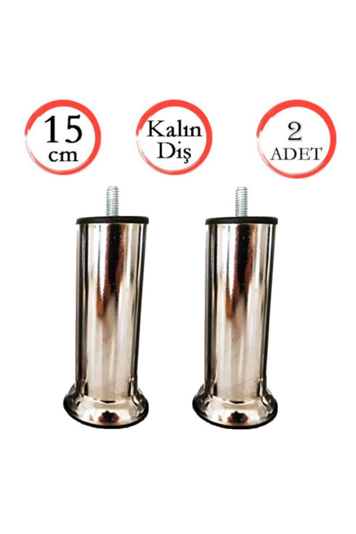 TMMH Tedarik Merkezi Baza Ayağı Koltuk Ayağı Kanepe Ayağı Civatalı 15 Cm 3/8 Kalın Diş (2 Adet)