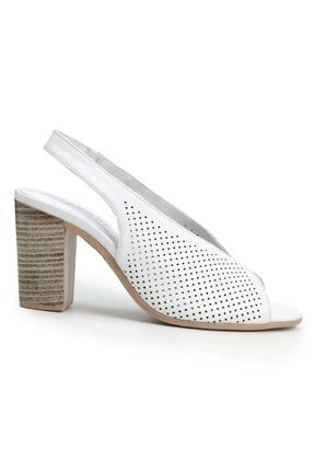 Beyaz Kadın Deri Sandalet Y22PURE010838