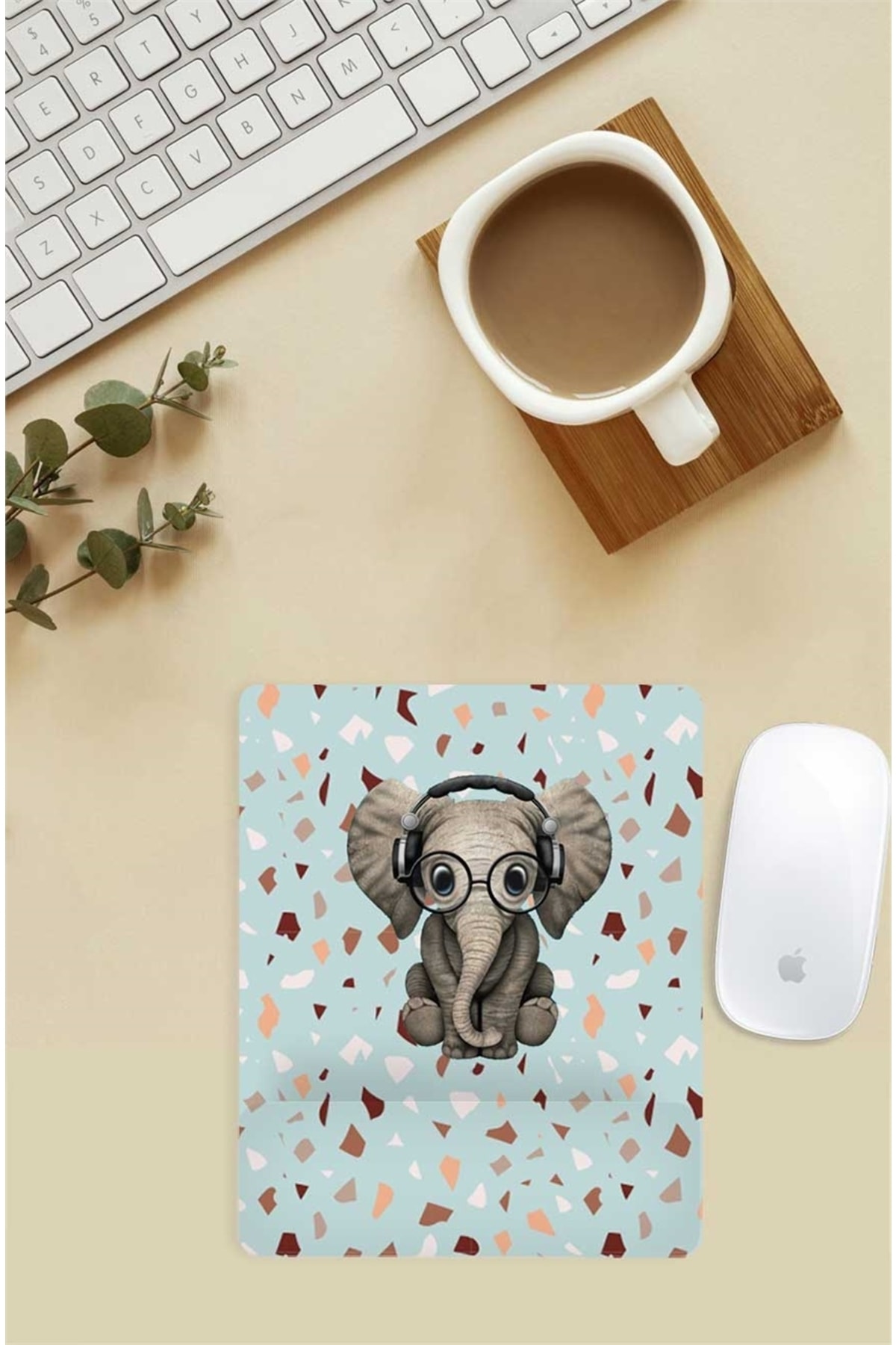 Terazzo Fil Desenli Bilek Destekli Mouse Pad