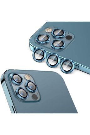 Iphone 12 Pro Max Uyumlu Alüminyum Alaşım, 3d Temperli Kamera-lens Koruyucu, Mavi [3'lü Set] HYPRA_iP12PRMX_LNS