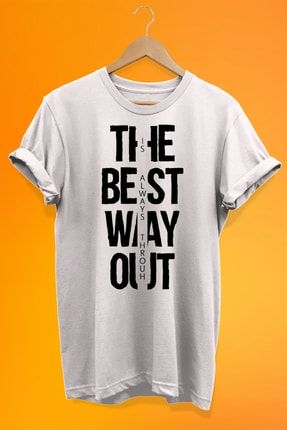 The Best Way Out Baskılı %100 Pamuk Oversize T-shirt Büyük Beden Tişört rmz00000306t
