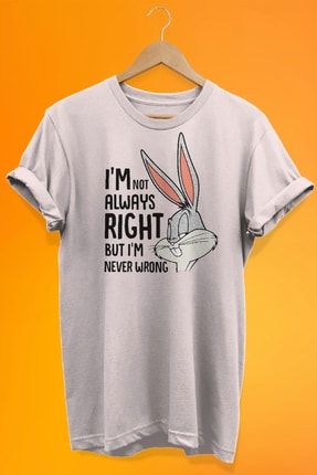 Bugs Bunny %100 Pamuk Baskılı Oversize T-shirt rmz000909t