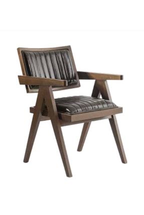 Sandalye Zus123 Dilim Model Tam Kolçak Kayın Iskelet Rahat Oturum Suni Deri Koyu Ceviz Elyapım Sandalye Zus123 Dilim MODEL Tam