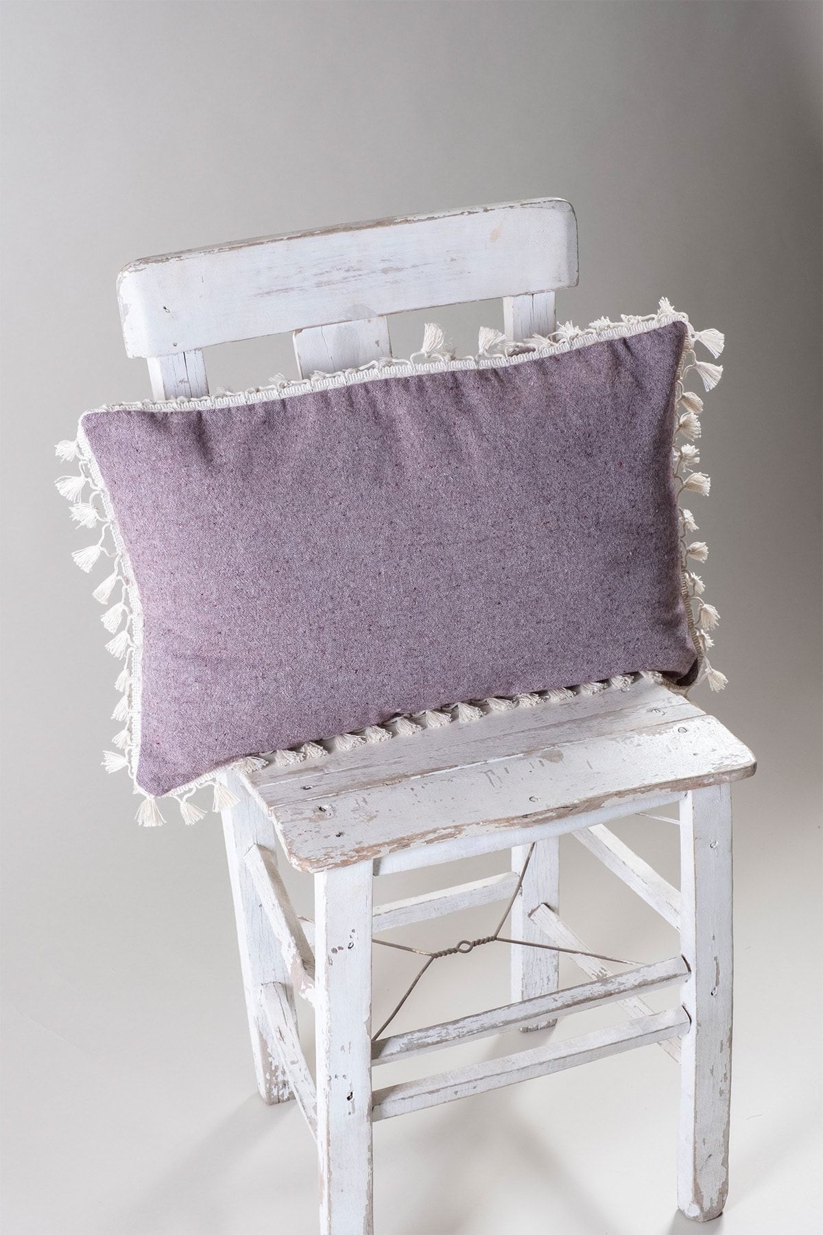 vivamaison-Față de pernă cu pompon din bumbac roșu Claret cu design special unic, 35x55 cm 2