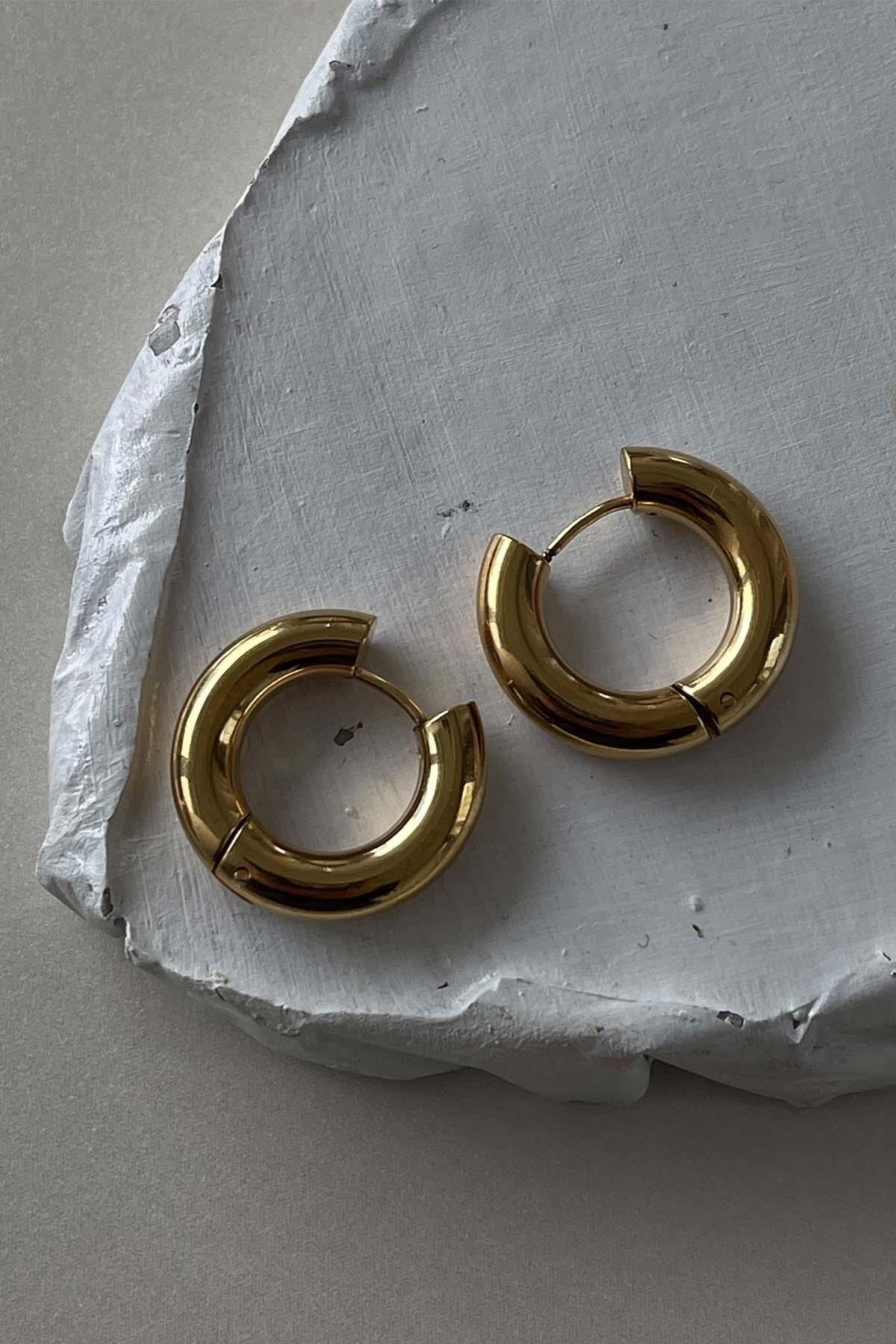 Amore.ist Store Çelik Halka S Boy Gold Küpe