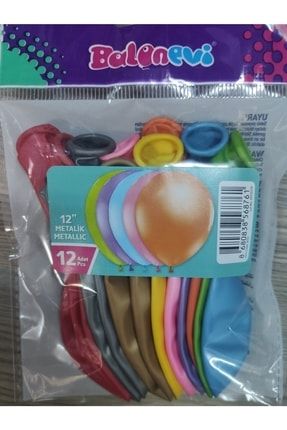 Renkli Metalik Balon 12 Adet Karışık Renk metalik balon 12 adet