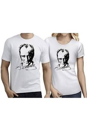Beyaz Unisex Atatürk Resimli Ve Imzalı T-shirt Beyaztshirt